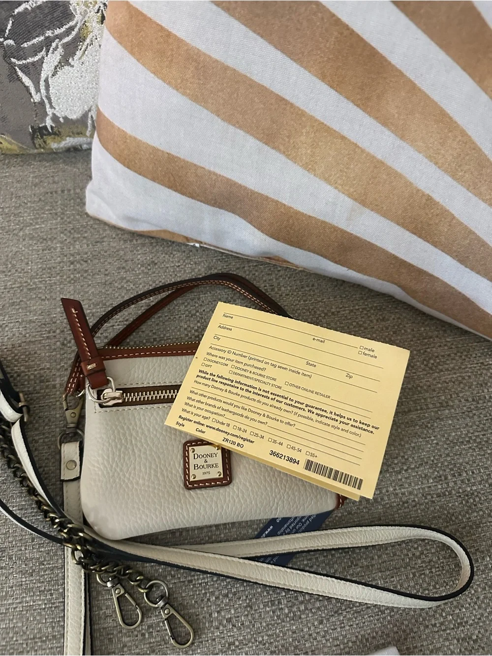 Dooney & Bourke Pebble Grain Camera Zip Crossbody Wristlet Bone Cream ZR120